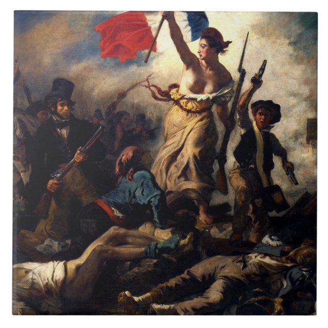 Azulejo De Cerâmica Liberty Liderando as Pessoas, Eugene Delacroix (Frente)