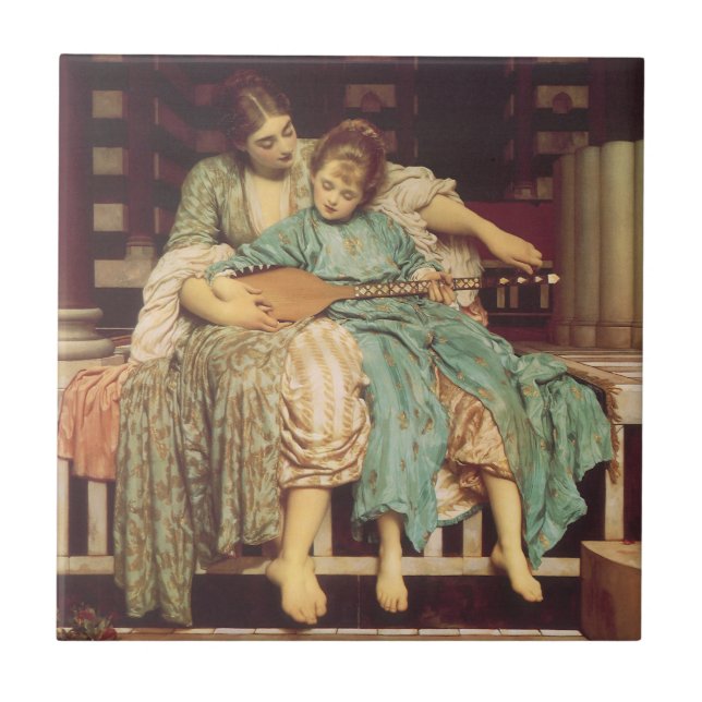 Azulejo De Cerâmica Lição de Música por Lord Frederic Leighton (Frente)