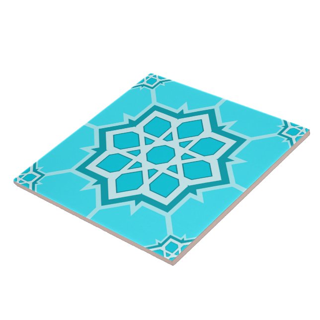 Azulejo De Cerâmica Light Blue Islamic Geometric Seamless Pattern (Lateral)