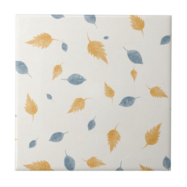 Azulejo De Cerâmica Light Pastel Beige Autumn Leaves Pattern (Frente)