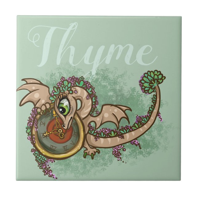 Azulejo De Cerâmica Lil Herb Dragon Thyme (Frente)
