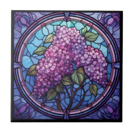 Azulejo De Cerâmica Lilac Blossomas de Vidro Estampado