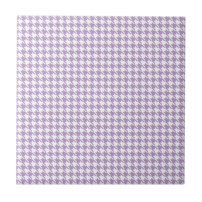 Azulejo De Cerâmica Lilac e branco de Houndstooth (Frente)