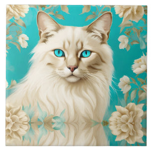 Azulejo De Cerâmica Lilac Lynx Point Retrato Siamês Aniversário