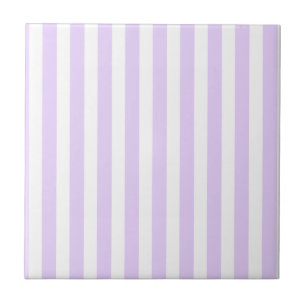 Azulejo De Cerâmica Lilac, púrpura e tiras doces brancas