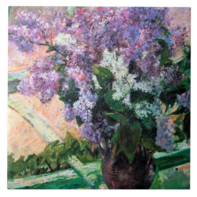 Azulejo De Cerâmica Lilacs em uma janela, Mary Cassatt (Frente)