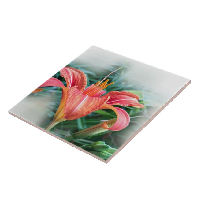 Azulejo De Cerâmica lily laranja (Lateral)