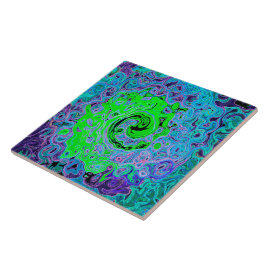 Azulejo De Cerâmica Lima Verde Groovy Abstrato Retro Líquido Redemoinh