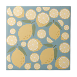 Azulejo De Cerâmica Limão Amarelo Padrão Sem Costura
