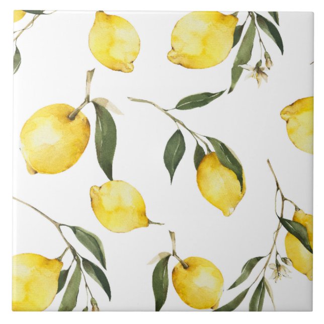 Azulejo De Cerâmica Limão-aquarela, citrinos, (Frente)