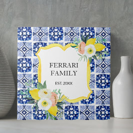 Azulejo De Cerâmica Limão Cítrico Azul Marinho Italiano Mediterrâneo