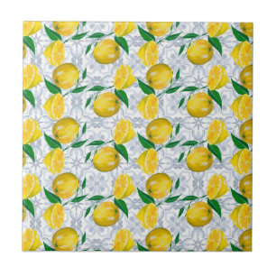 Azulejo De Cerâmica Limão-mediterrânico azul