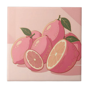 Azulejo De Cerâmica Limão Rosa Feminino Moderno Cítrico