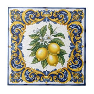 Azulejo De Cerâmica Limão Tradicional Mediterrâneo em Majólica