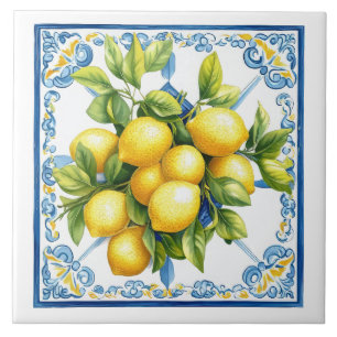 Azulejo De Cerâmica Limões Amarelos azuis