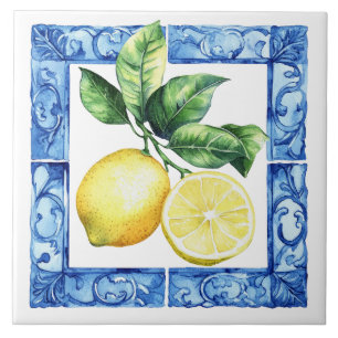 Azulejo De Cerâmica Limões Amarelos Mediterrâneos da Toscana