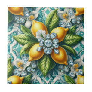 Azulejo De Cerâmica Limões e Diamantes Art Déco