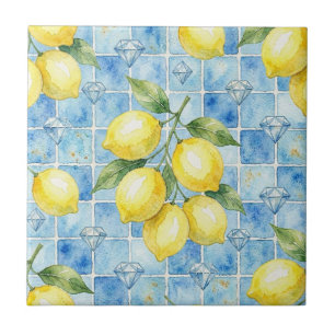 Azulejo De Cerâmica Limões e Diamantes Marroquinos Mediterrâneos