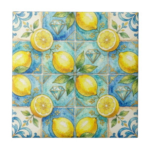 Azulejo De Cerâmica Limões e Diamantes Mediterrâneos Marroquinos