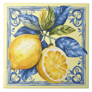 Azulejo De Cerâmica Limões portugueses e Azul