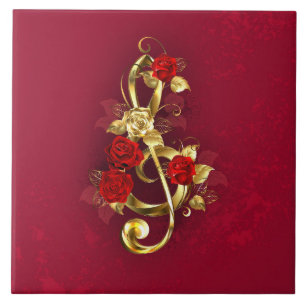 Azulejo De Cerâmica Limpeza de ouro com Flores Rosa