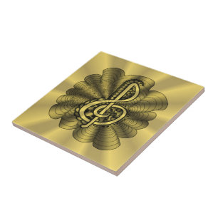 Azulejo De Cerâmica Limpeza Dourada de Treble de Música Personalizada
