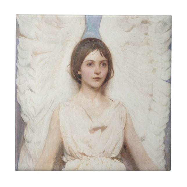 Azulejo De Cerâmica Linda Angel (por Abbott Handerson Thayer) (Frente)