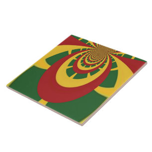 Azulejo De Cerâmica Linda Arte de Cores Rasta Incríveis Impressão
