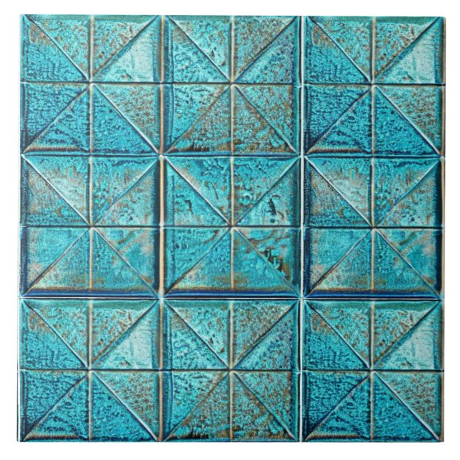 Azulejo De Cerâmica Linda arte teal faux-metálica (Frente)