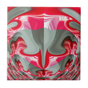 Azulejo De Cerâmica Linda cinza de cinzas vermelhas motif geométrico A