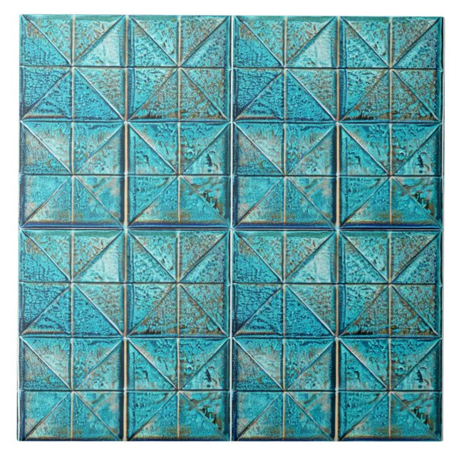 Azulejo De Cerâmica Linda e falso-metálica, pequena estética teal (Frente)