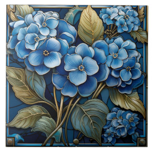 Azulejo De Cerâmica Linda Flor Azul Hydrangea
