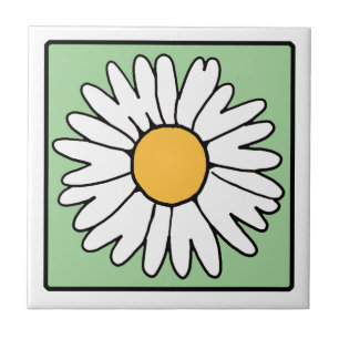Azulejo De Cerâmica Linda Flor de Jardim de Margarida Retro de Desenho