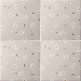 Azulejo De Cerâmica Linda Flor de Margarida Flora e Folhagem Quarto de