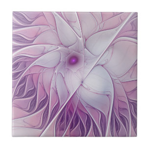 Azulejo De Cerâmica Linda Flor Rosa Moderna Abstrato, Arte Fractal