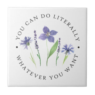 Azulejo De Cerâmica Linda Flor Selvagem de Aquarela Roxa e Lavanda