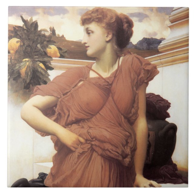 Azulejo De Cerâmica Linda mulher na fonte (Frente)