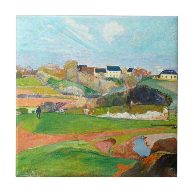 Azulejo De Cerâmica Linda paisagem colorida (Frente)