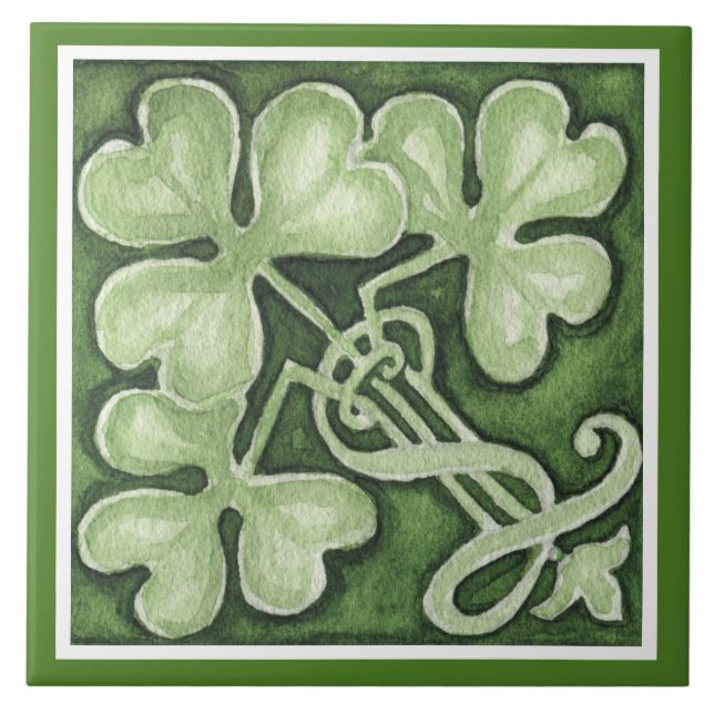 Azulejo De Cerâmica Linda Shamrock Verde - Roupões Celulares Irlandese (Frente)