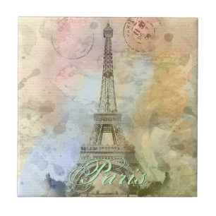 Azulejo De Cerâmica Linda tenda, vintage Eiffel Tower França