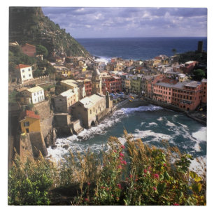 Azulejo De Cerâmica Linda Vila de Vernazza em Cinque