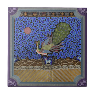 Azulejo De Cerâmica Linda Vintage Blue Peacock