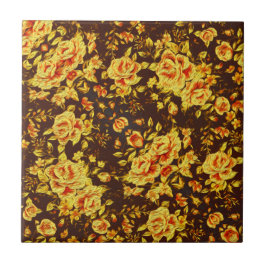 Azulejo De Cerâmica Lindas flores amarelas vintonizadas