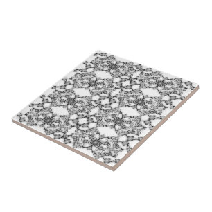Azulejo De Cerâmica Lindas flores de primavera - Vintage - Preto e Bra