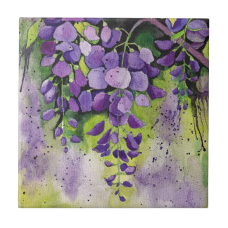Azulejo De Cerâmica Lindas Flores De Wisteria Em Aquarela