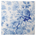Azulejo De Cerâmica Lindas Rosas Azuis e Brancas e Flores Selvagens<br><div class="desc">Rosas e flores silvestres lindas e tradicionais do estilo aquarela azul/branco da China.</div>