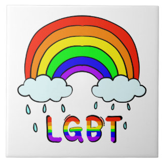 Azulejo De Cerâmica Lindo Arco-Íris Fofo LGBTQ Doodle