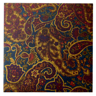 Azulejo De Cerâmica Lindo desenho paisley marrom escuro vintage