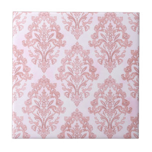 Azulejo De Cerâmica Lindo em Rosa Padrão de Damasco Vitoriano em Aquar
