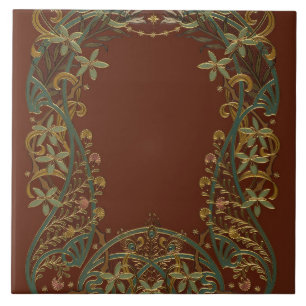 Azulejo De Cerâmica Lindo Nouveau Floral Com Lírio